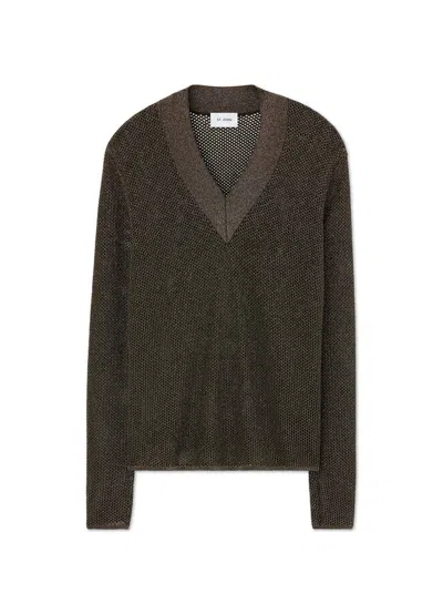 St John Sparkle Knit V-neck Sweater In Cypress