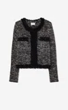 St John Sparkly Eyelash Tweed Jacket In Bkwu