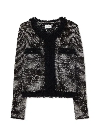 St John Sparkly Eyelash Tweed Jacket In Black/white Multi