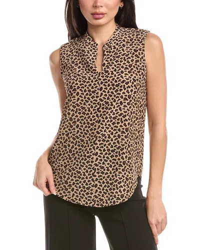 ST JOHN ST. JOHN SPOTTED LEOPARD SILK TOP