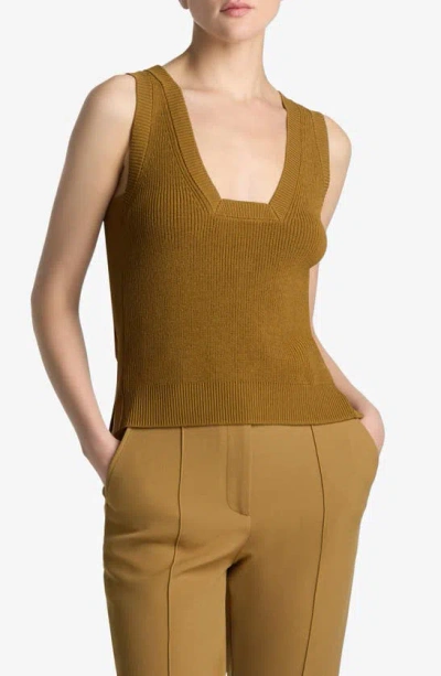St John Square-neck Stretch Crepe Knit Tank Top In Hazel