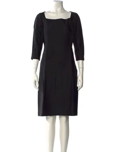 Pre-owned St John Square Neckline Knee-length Dress In Black