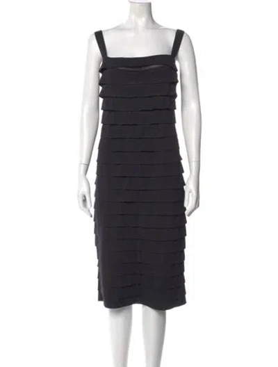 Pre-owned St John Square Neckline Knee-length Dress In Black