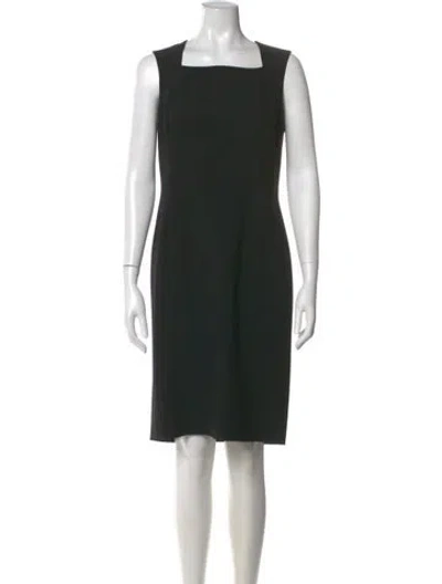 Pre-owned St John Square Neckline Knee-length Dress In Black