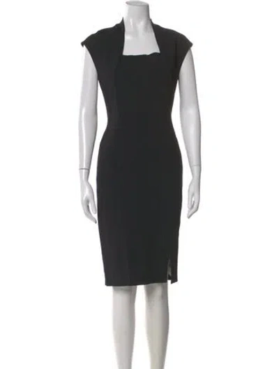 Pre-owned St John Square Neckline Knee-length Dress In Black