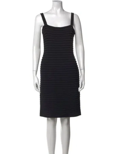 Pre-owned St John Square Neckline Knee-length Dress In Black