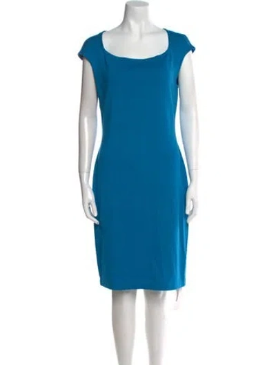 Pre-owned St John Square Neckline Knee-length Dress In Blue
