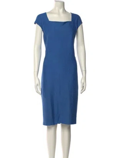 Pre-owned St John Square Neckline Knee-length Dress In Blue