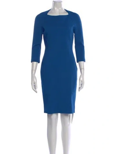 Pre-owned St John Square Neckline Knee-length Dress In Blue