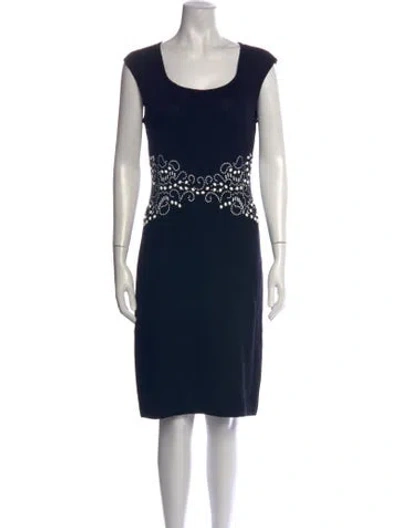 Pre-owned St John Square Neckline Knee-length Dress In Blue