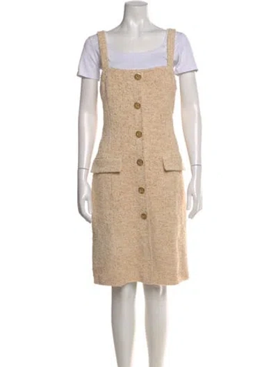 Pre-owned St John Square Neckline Knee-length Dress In Gray