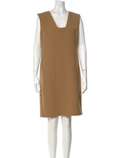 Pre-owned St John Square Neckline Knee-length Dress In Neutral
