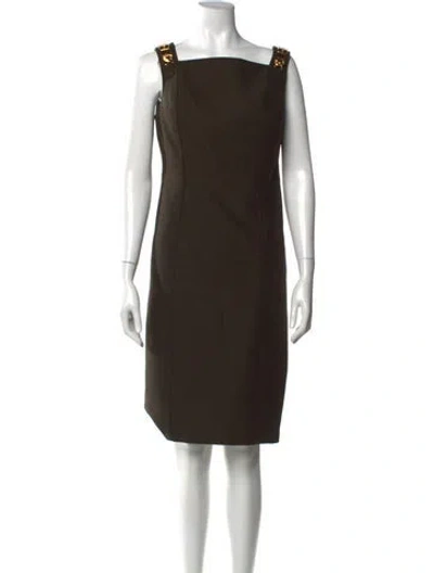Pre-owned St John Square Neckline Knee-length Dress In Neutral