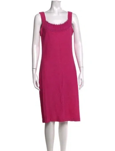 Pre-owned St John Square Neckline Knee-length Dress In Pink