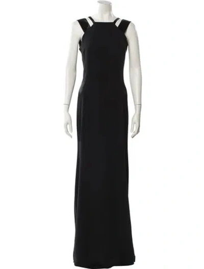 Pre-owned St John Square Neckline Long Dress In Black