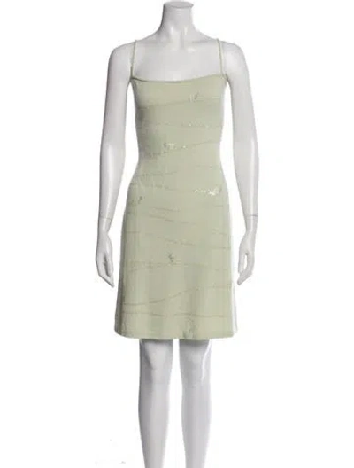 Pre-owned St John Square Neckline Long Dress In Green