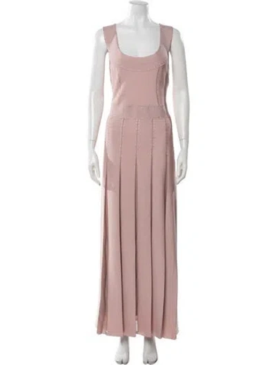 Pre-owned St John Square Neckline Long Dress W/ Tags In Pink