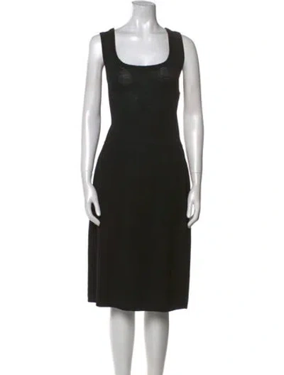 Pre-owned St John Square Neckline Midi Length Dress In Black