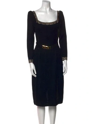Pre-owned St John Square Neckline Midi Length Dress In Black