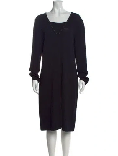 Pre-owned St John Square Neckline Midi Length Dress In Black