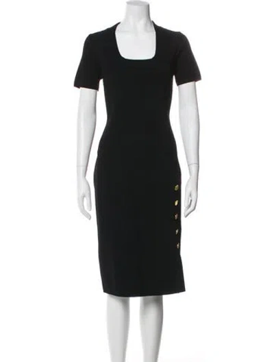 Pre-owned St John Square Neckline Midi Length Dress In Black