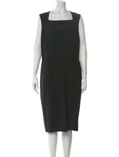 Pre-owned St John Square Neckline Midi Length Dress In Black