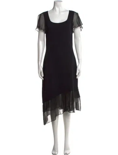 Pre-owned St John Square Neckline Midi Length Dress In Black