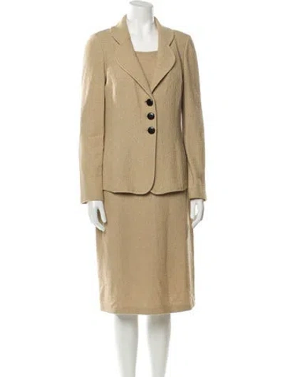 Pre-owned St John Square Neckline Midi Length Dress In Neutral
