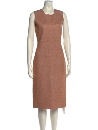 Pre-owned St John Square Neckline Midi Length Dress In Pink