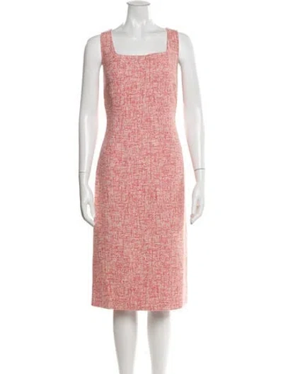 Pre-owned St John Square Neckline Midi Length Dress In Pink