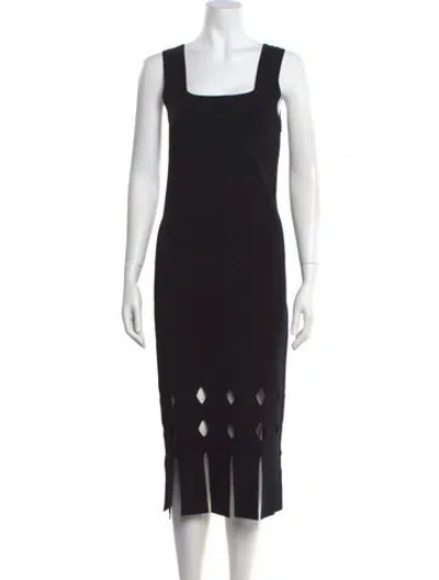 Pre-owned St John Square Neckline Midi Length Dress W/ Tags In Black