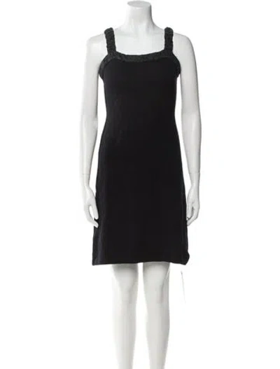 Pre-owned St John Square Neckline Mini Dress In Black