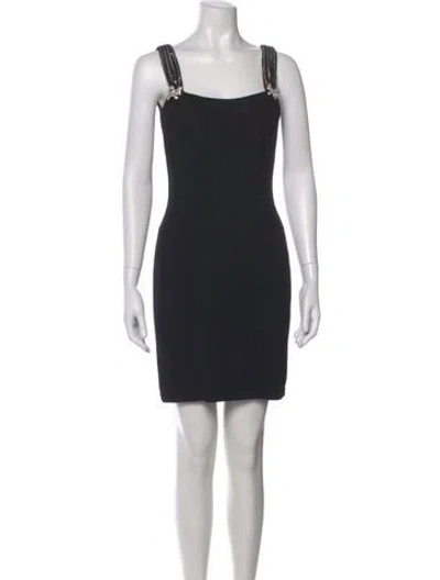 Pre-owned St John Square Neckline Mini Dress In Black