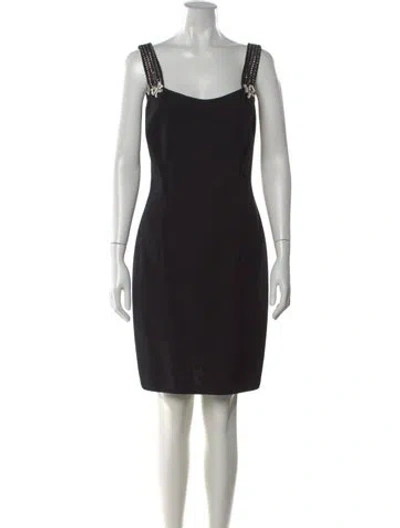 Pre-owned St John Square Neckline Mini Dress In Black