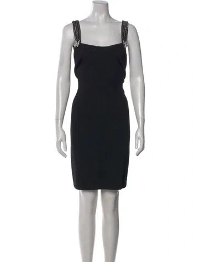 Pre-owned St John Square Neckline Mini Dress In Black