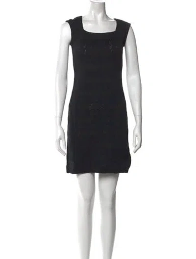 Pre-owned St John Square Neckline Mini Dress In Black