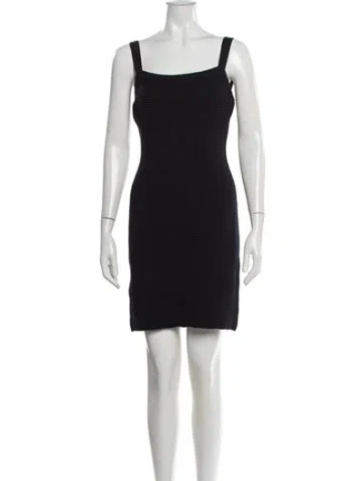 Pre-owned St John Square Neckline Mini Dress In Blue