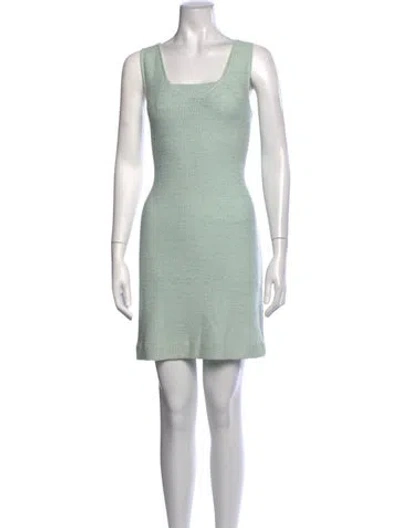Pre-owned St John Square Neckline Mini Dress In Blue
