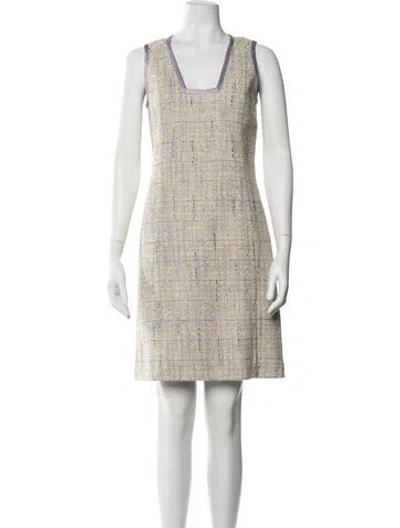 Pre-owned St John Square Neckline Mini Dress In Multi