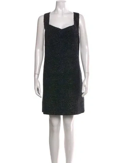 Pre-owned St John Square Neckline Mini Dress In Multi
