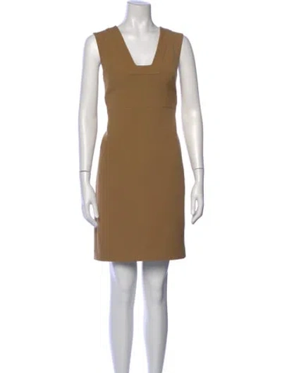 Pre-owned St John Square Neckline Mini Dress In Neutral