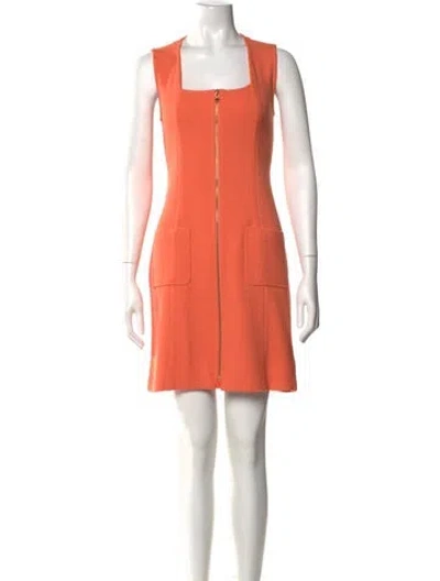 Pre-owned St John Square Neckline Mini Dress In Orange