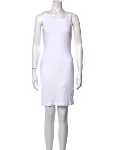 Pre-owned St John Square Neckline Mini Dress In White