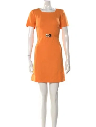 Pre-owned St John Square Neckline Mini Dress In Yellow