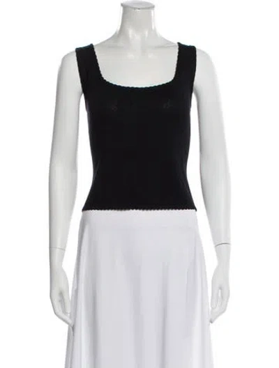 Pre-owned St John Square Neckline Sleeveless Top In Black