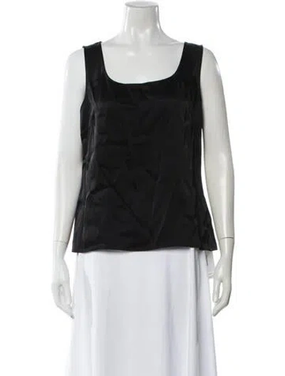 Pre-owned St John Square Neckline Sleeveless Top In Black