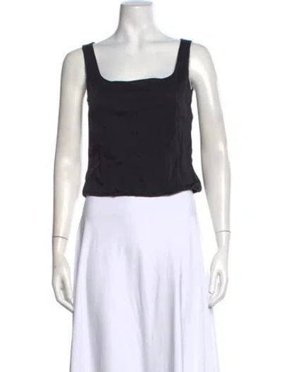 Pre-owned St John Square Neckline Sleeveless Top In Black