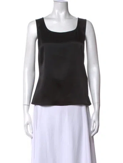 Pre-owned St John Square Neckline Sleeveless Top In Black
