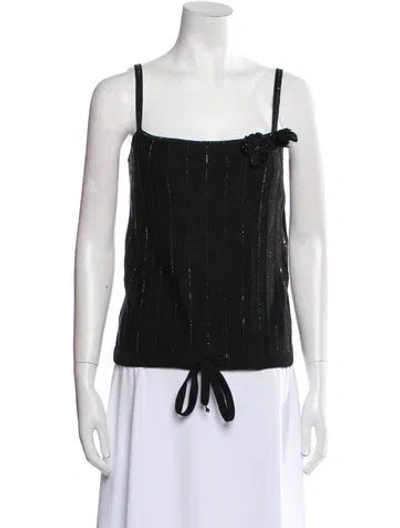 Pre-owned St John Square Neckline Sleeveless Top In Blue