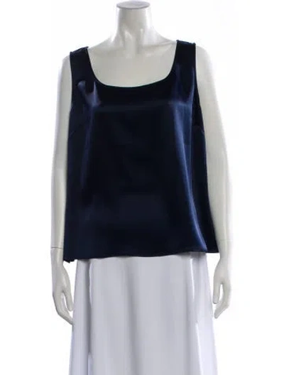 Pre-owned St John Square Neckline Sleeveless Top In Blue